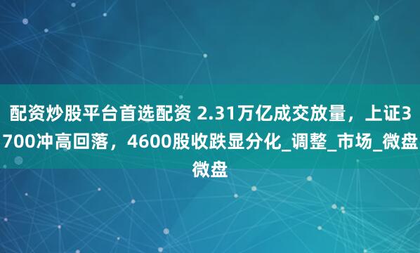 配资炒股平台首选配资 2.31万亿成交放量，上证3700冲高回落，4600股收跌显分化_调整_市场_微盘